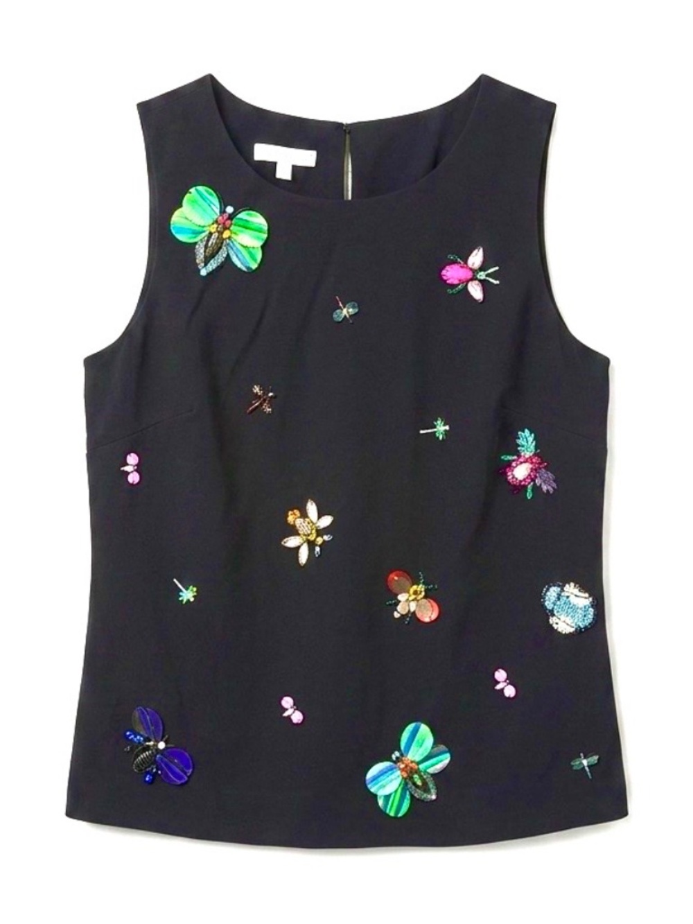 Navy sleeveless RSVP by Talbots faille embellished top, size 6